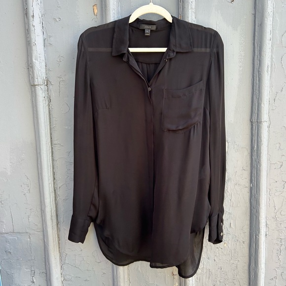 J Crew Black Robin Silk Blouse, Size 8 - Picture 3 of 10
